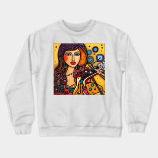 Woman playing a violin Crewneck Sweatshirt